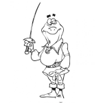 Dibujo para colorear Colorear Sapo Espadachin mosquetero con espada