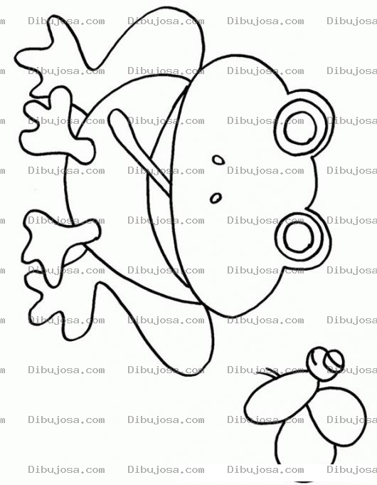 Dibujo para colorear Pintar Sapo Hambriento Con Mosca