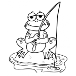 Dibujo para colorear Colorear Rana Pescando