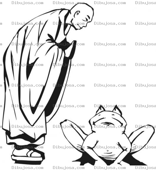 Dibujo para colorear Colorear Monge Con Rana