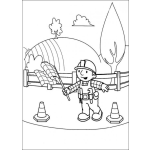 Dibujo para colorear Bob con su banderin