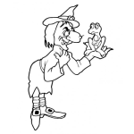 Dibujo para colorear Pintar Bruja Con Sapo