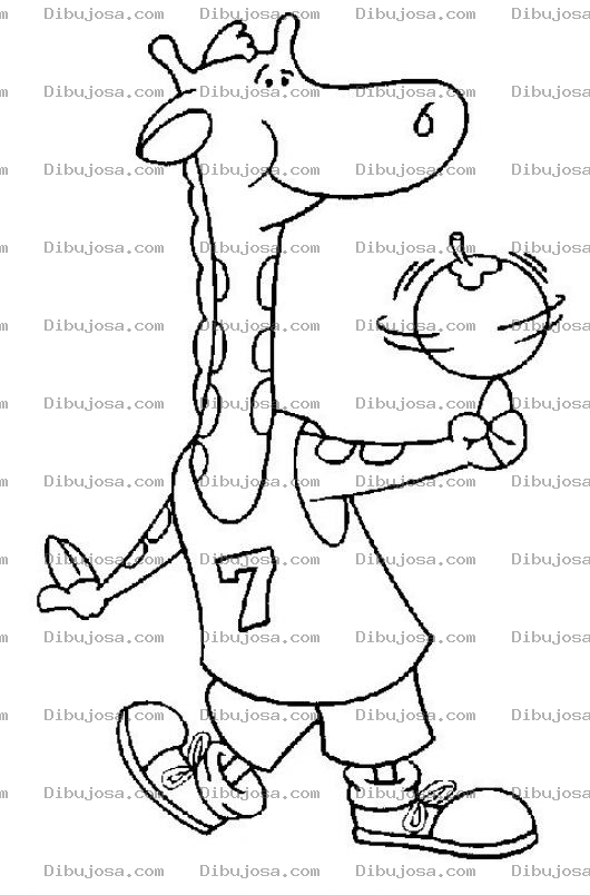 Dibujo para colorear Colorear Jirafa Basquetbolista Con Tennis Y Uniforme De Basketbol