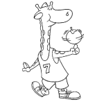 Dibujo para colorear Colorear Jirafa Basquetbolista Con Tennis Y Uniforme De Basketbol