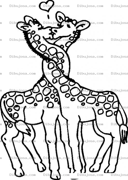 Dibujo para colorear Colorear Jirafas Enamoradas