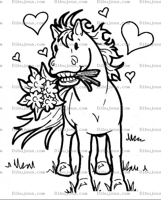Dibujo para colorear Colorear Caballo Enamorado