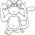 Dibujo para colorear Colorear Mono Tapandose Los Oidos