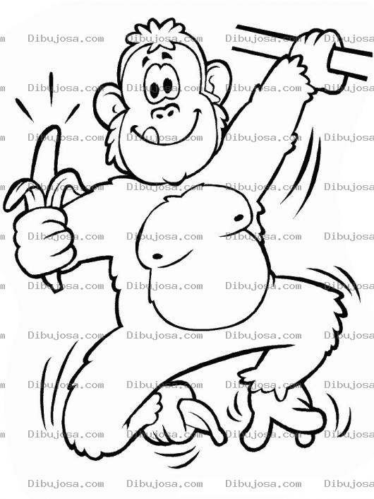 Dibujo para colorear Colorear Gorila Con Una Banana
