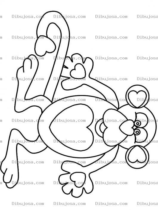Dibujo para colorear Clorear Mono Enamorado