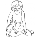 Dibujo para colorear Chica Con Mono Para Colorear