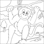Dibujo para colorear Clorear Mono En Arbol
