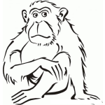Dibujo para colorear Colorear Chimpance Triste