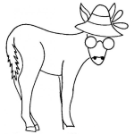 Dibujo para colorear Colorear Burro Con Sobrero Y Lentes