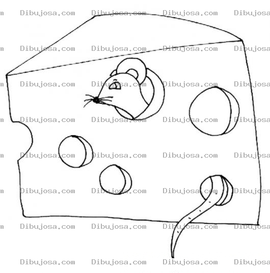 Dibujo para colorear Colorear Raton En Medio De Un Queso