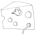 Dibujo para colorear Colorear Raton En Medio De Un Queso