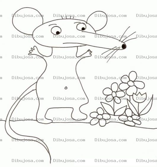 Dibujo para colorear Raton Con Flores