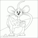 Dibujo para colorear Raton Comiendo Queso