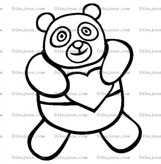Dibujo para colorear Colorear Osito Panda Enamorado