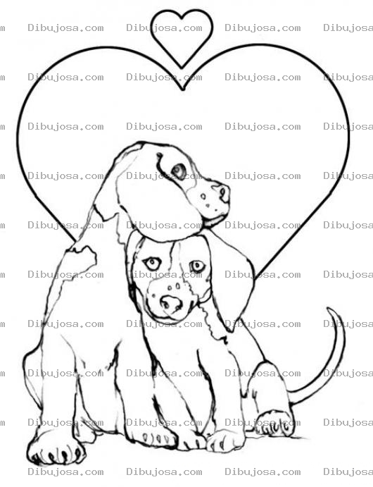 Dibujo para colorear Colorear Perritos Enamorados