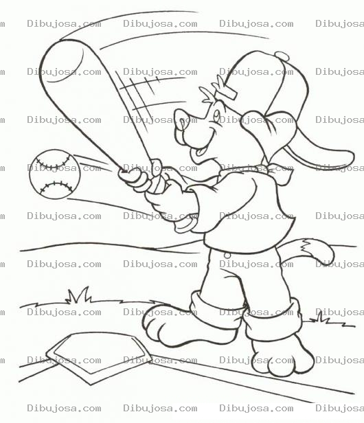 Dibujo para colorear Colorear Perro Jugando Beisbol