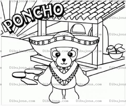 Dibujo para colorear Perrito Poncho Para Pintar Y Colorear