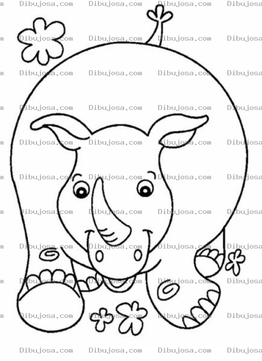 Dibujo para colorear Colorear Rinoceronte Corriendo De Frente
