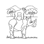 Dibujo para colorear Pintar Rionceronte Con Monito