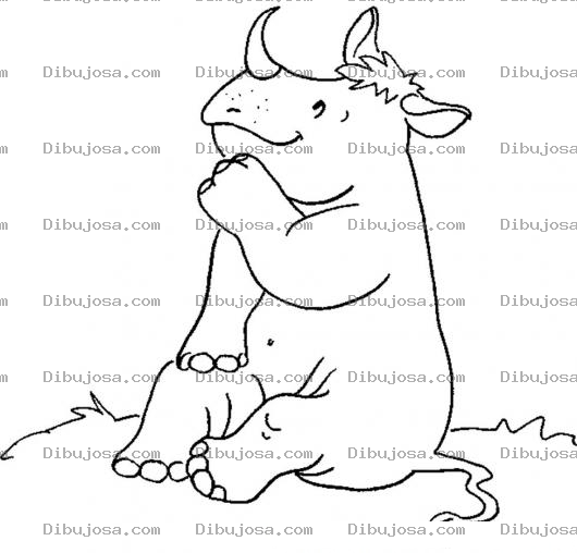 Dibujo para colorear Rinoceronte Sentado Para Pintar