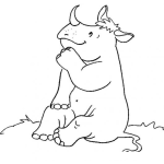 Dibujo para colorear Rinoceronte Sentado Para Pintar