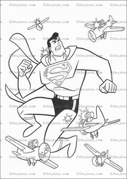 Dibujo para colorear Superman luchando con avionetas