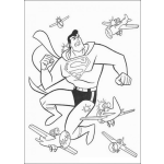 Dibujo para colorear Superman luchando con avionetas