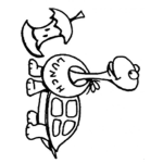 Dibujo para colorear Colorear Tortuga Comiendo Manzana