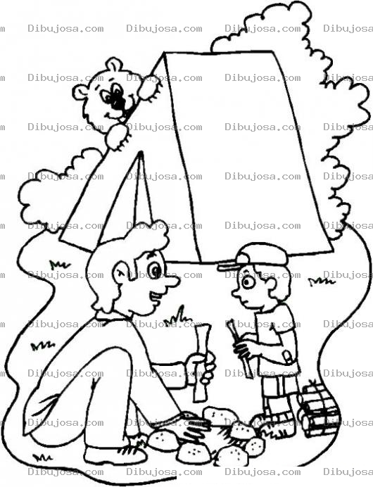 Dibujo para colorear Colorear Dia De Campo Con Un Oso Atra De La Carpta