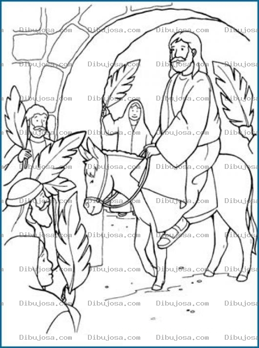 Dibujo para colorear Colorear Jesus Sobre El Burro