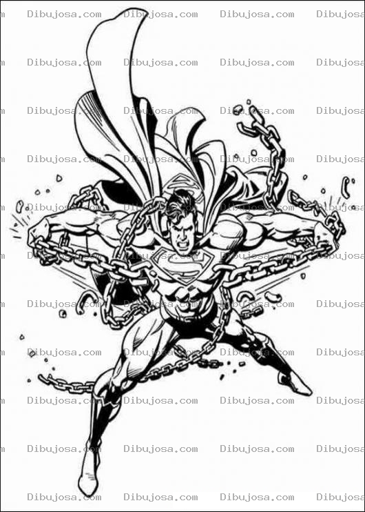 Dibujo para colorear Superman Rompiendo Cadenas