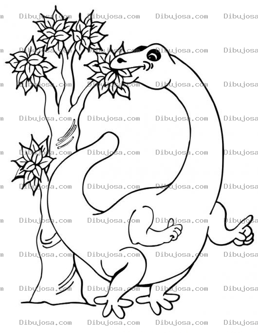 Dibujo para colorear Colorear Dinosaurio Cominendo De Un Arbol