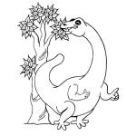 Dibujo para colorear Colorear Dinosaurio Cominendo De Un Arbol