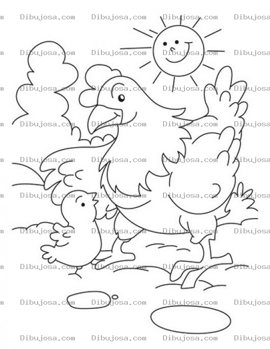 Dibujo para colorear Colorear Gallo Con Su Hijo Pollito