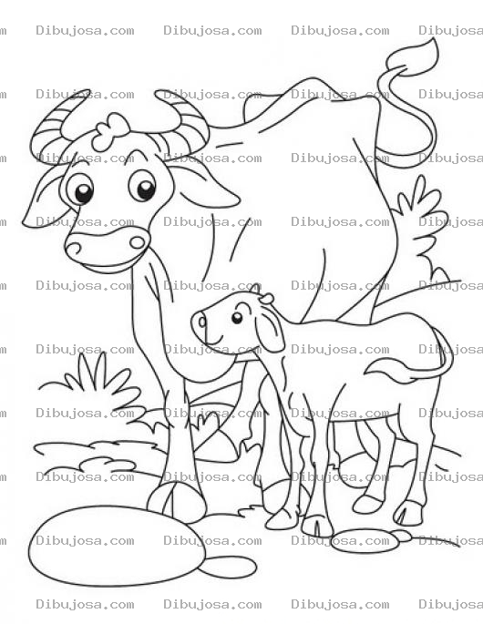 Dibujo para colorear Colorear Vaca Con Chivito