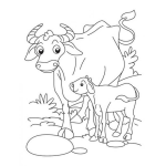 Dibujo para colorear Colorear Vaca Con Chivito