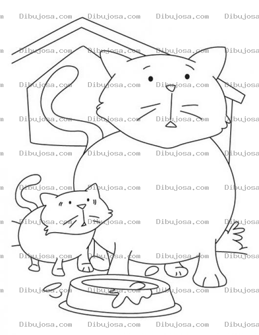 Dibujo para colorear Colorear Mama Gata Con Su Hijo Gatito