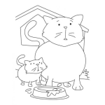 Dibujo para colorear Colorear Mama Gata Con Su Hijo Gatito