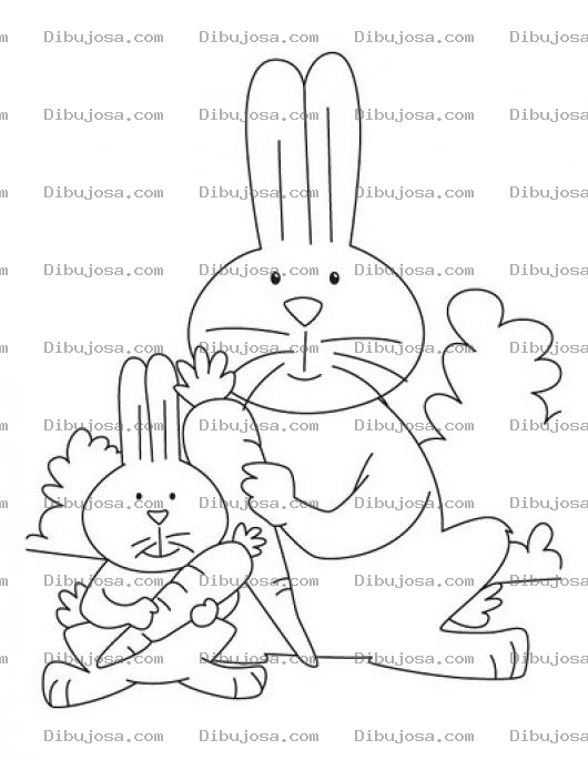 Dibujo para colorear Colorear Papa Conejo Con Su Hijo Conejito
