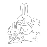 Dibujo para colorear Colorear Papa Conejo Con Su Hijo Conejito
