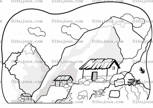 Dibujo para colorear Colorear Casas En Montanas