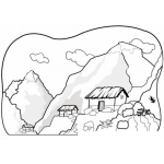 Dibujo para colorear Colorear Casas En Montanas