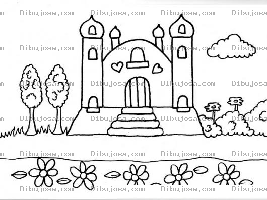 Dibujo para colorear Colorear Iglesia De Corazones
