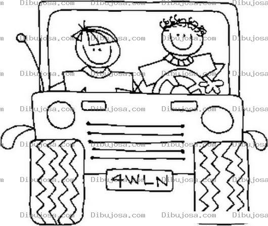 Dibujo para colorear Colorear Jeep Con Dos Amigos