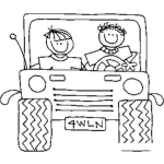 Dibujo para colorear Colorear Jeep Con Dos Amigos