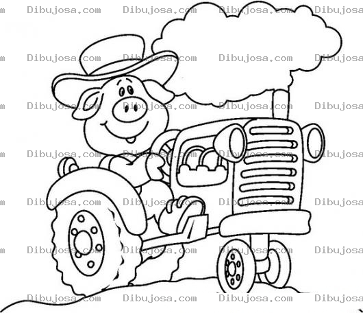 Dibujo para colorear Colorear Cochinito En Tractor